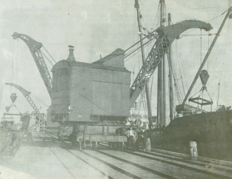 Old Steam Crane Loading Coal Onto Ship At Westport Wharf KWC I 2365