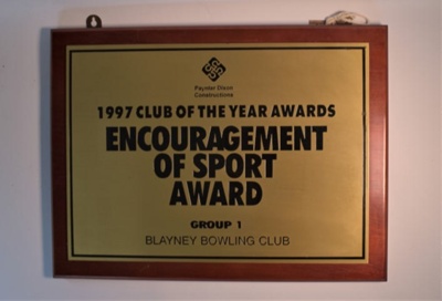 Encouragement of Sport Plaque; 1997; D-BCL-043