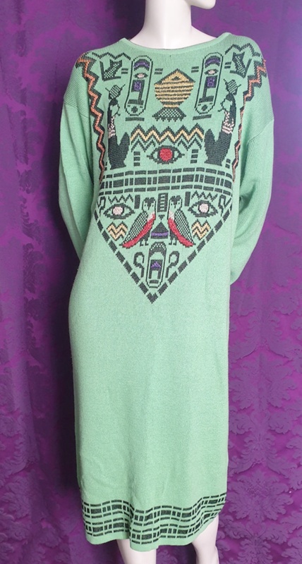 Dress (knit) with ancient Egyptian motifs ; Bizzocchi; 1980s-1990s; G.2022.18 | eHive Dress (knit) with ancient Egyptian motifs ; Bizzocchi; 1980s-1990s; G.2022.18 | eHive