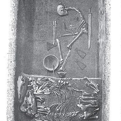 Birka Tomb, <a href="https://en.wikipedia.org/wiki/Birka_grave_Bj_581#/media/File:Birka,_Sweden_Viking_grave_Bj_581_by_Hjalmar_Stolpe_in_1889.jpg"target="_blank">National Property Board of Sweden, Bj 581</a>; 10th century; EXH128: Bj 581