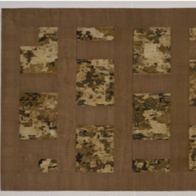 Kendai Kokushi kāṣāya, <a href="https://www.kyohaku.go.jp/eng/collection/meihin/senshoku/item05/"target="_blank">Kyōōgokokuji</a>; 8th century; China; EXH109: Japan NT