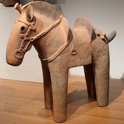 Haniwa Horse, <a href="https://www.clevelandart.org/art/1957.27"target="_blank">Cleveland Museum of Art, The Norweb Collection 1957.27</a>; 5th-6th century; EXH111: The Norweb Collection 1957.27