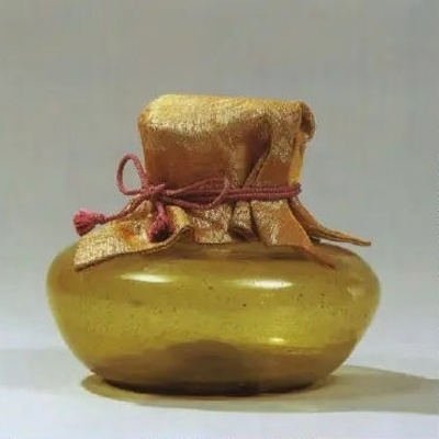 Relic glass jar with silk cover, <a href="https://toshodaiji.jp/english/index.html"target="_blank">Tōshōdaiji (唐招提寺), NT</a>; 8th century; EXH81: Japan NT crafts