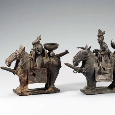Vessels in Form of a Horse and Rider, <a href="https://www.museum.go.kr/site/eng/relic/recommend/view?relicRecommendId=519710"target="_blank">National Museum of Korea, NT91</a>; 6th c.; EXH127: Korea NT 91