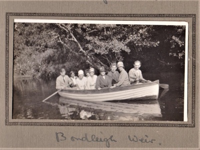 Rowing on River Taw at Bondleigh Weir Devon. Circa 1925-30. S009 | eHive