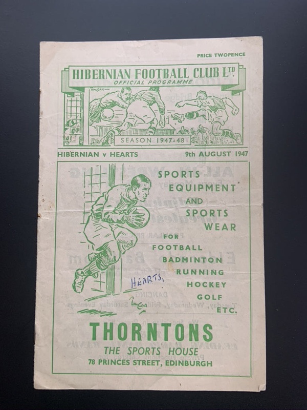 Programme Hibernian v Hearts 1947/8 Scottish League Cup ; Hibernian FC