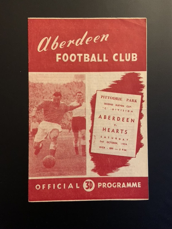 Programme: Aberdeen Reserves V Hearts Reserves 1954/55 Scottish 2nd XI ...