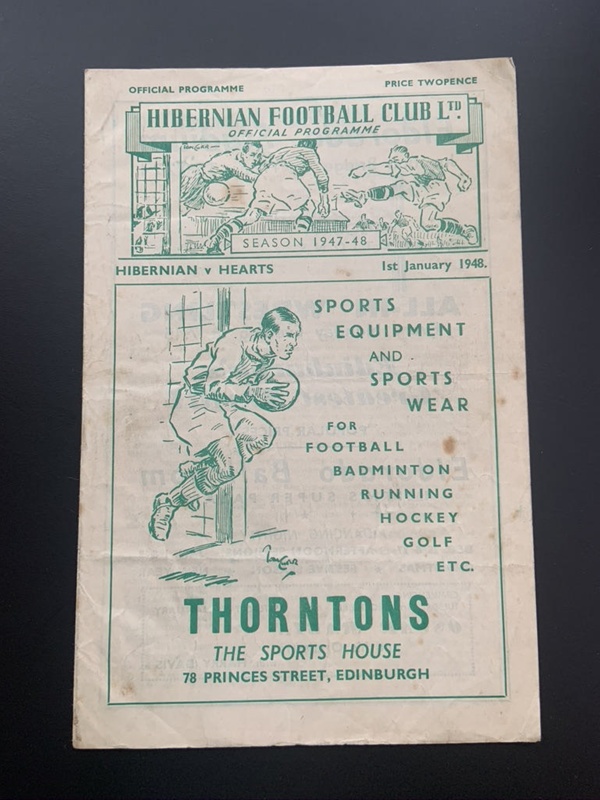 Programme: Hibernian v Hearts 1947/8 Scottish League ; Hibernian FC ...