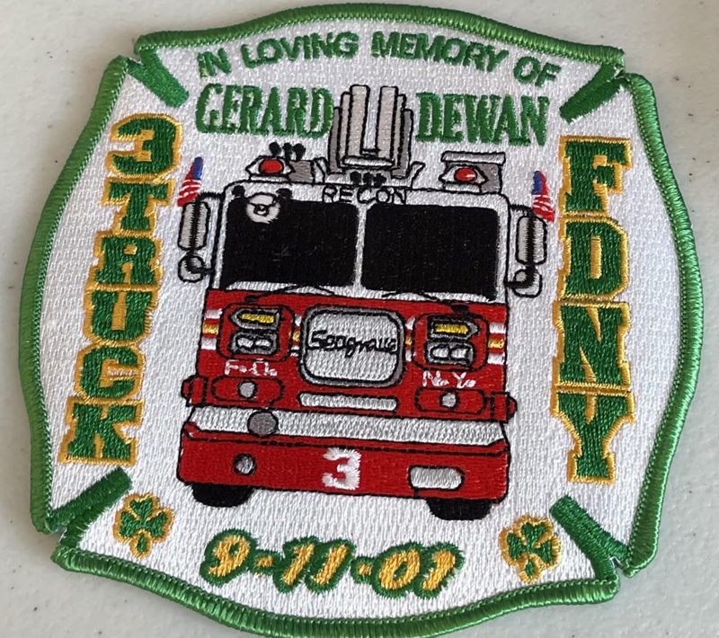 In Memory Gerard Dewan, FDNY Truck 3 Patch; M0076 eHive