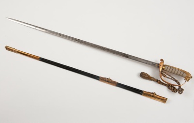 Royal Naval Officer's Dress Sword and belt; Gieve Matthews & Seagrave - Maker; SF001088 Royal Naval Officer's Dress Sword and belt; Gieve Matthews & Seagrave - Maker; SF001088