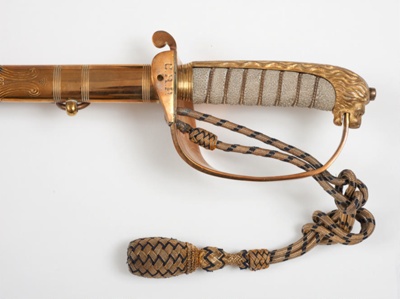 Royal Naval Officer's Dress Sword and belt; Gieve Matthews & Seagrave - Maker; SF001088 Royal Naval Officer's Dress Sword and belt; Gieve Matthews & Seagrave - Maker; SF001088