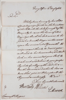 First Voyage of HMS Endeavour – Letter; Williams and Mason - Author; 1768; SF000094