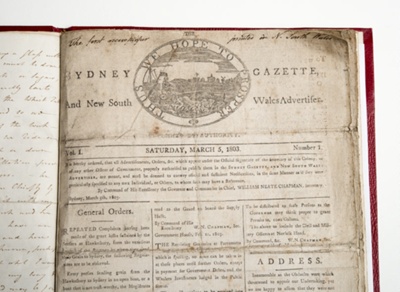 The Sydney Gazette and New South Wales Advertiser, Volume 1 Number 1; George Howe - Author/Maker; 1803; SF000720