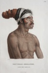 Hand coloured portrait of the Port Jackson warrior Cour-rou-bari-gal after the original by Nicolas Martin Petit; Nicholas Martin Petit - Artist; 1807; SF000789