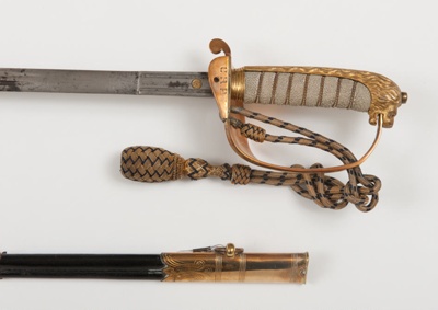 Royal Naval Officer's Dress Sword and belt; Gieve Matthews & Seagrave - Maker; SF001088 Royal Naval Officer's Dress Sword and belt; Gieve Matthews & Seagrave - Maker; SF001088