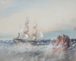Watercolour of the RATTLESNAKE in the Torres Strait; Oswald Brierly - Artist; 1849; SF000716