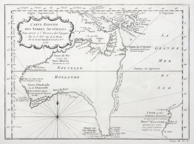 Carte Réduite des Terres Australes; Jacques Nicolas Bellin - Cartographer; c1753; SF000815