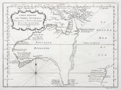 Carte Réduite des Terres Australes; Jacques Nicolas Bellin - Cartographer; c1753; SF000815 Carte Réduite des Terres Australes; Jacques Nicolas Bellin - Cartographer; c1753; SF000815