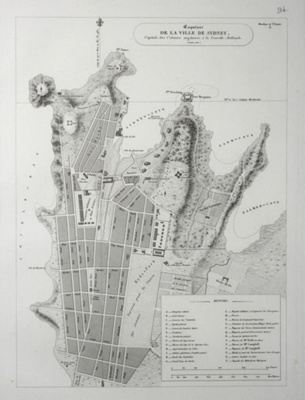 Esquisse de la Ville de Sydney, Capitale des colonies anglaises, à la  Nouvelle-Hollande; Louis Henri de Saulces de Freycinet - Cartographer; 1825; SF000055
