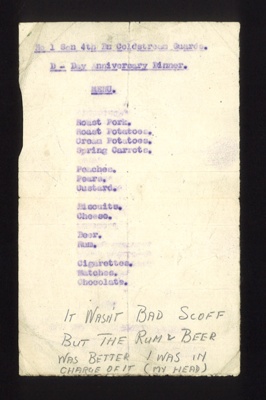 Typescript menu - D-day anniversary dinner - no: 1 sqn 4th Bn Coldstream Guards; 7421