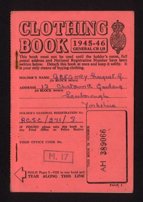 Board of Trade clothing book 1945-46 - Margaret G. Gregory - Scarborough; 1/01/1945; 2369
