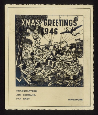 Forces Christmas aerogramme - headquarters - air command - far East - Singapore - 1946; 25/12/1946; 13364