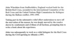 Brief notes re: John Wheeldon & his work for the UNHCR during the Balkan crisis 1991-1995; 37841 Brief notes re: John Wheeldon & his work for the UNHCR during the Balkan crisis 1991-1995; 37841