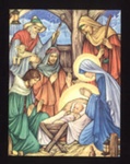 Christmas card - national savings stamps Christmas gift - manger scene; 13168