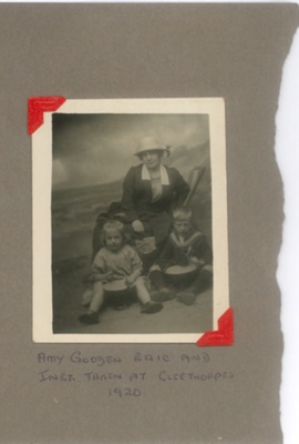 3x Photos on Card - Norman Gooden at 3&14 Years, and phot of his wife Amy Gooden with their Children Inez and Eric at Cleethorpes in 1920; 83931