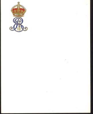 Note cards (2) - with Edward vII motif; 5134 Note cards (2) - with Edward vII motif; 5134