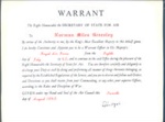 Photocopy of certificate - Norman Miles Greenley - appointed R.A.F. Warrant Officer - 08/07/1945; 8/07/1945; 37444 Photocopy of certificate - Norman Miles Greenley - appointed R.A.F. Warrant Officer - 08/07/1945; 8/07/1945; 37444