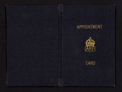 A.R.P Warden's appointment card (navy blue) - "T. Wigelsworth" - 24/09/1940; 24/09/1940; 6445