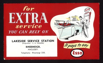Advertisement - blotting paper - "It pays to say ESSO" - Lakeside Service Station - Anglesey; 6030