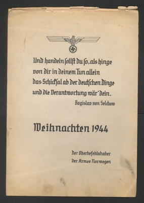 Notepad cover from German military notepad - "Meihnachten 1944"; 34356 Notepad cover from German military notepad - "Meihnachten 1944"; 34356