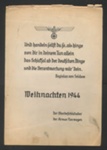 Notepad cover from German military notepad - "Meihnachten 1944"; 34356