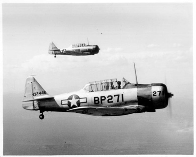 Two AT-6 Harvard/Texan Advanced Trainers in Flight (BP271 and X208) - 1941-45; 84040