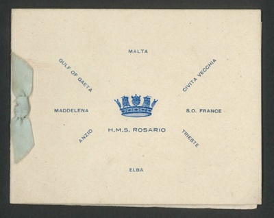 Royal Navy Christmas card - photograph of "H.M.S. Rosario" - pennant no: J 219 - Algerine class minesweeper - reportedly Christmas 1943; 25/12/1943; 2494