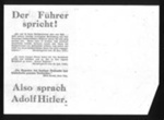 Propaganda leaflets (4) (in German) - "Der Fuhrer Spricht !" - "Warnung" - "Feldzugsplan der Nationalsozialistischen Hausfrau" - "Boltsfeinde am Wert !" (photocopies); 2040