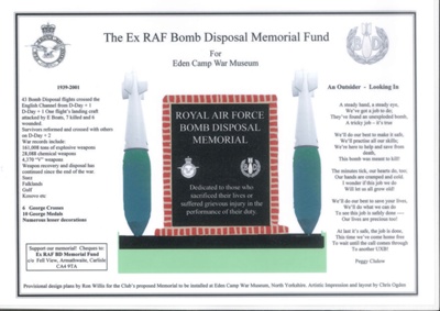 Documentation, designs etc relating to erection of National R.A.F. Bomb Disposal Memorial at Eden Camp; 35805 Documentation, designs etc relating to erection of National R.A.F. Bomb Disposal Memorial at Eden Camp; 35805