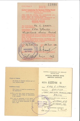 Driving licences (2) - Control Commission for Germany - C. Smart - 29/11/1949 to 15/06/1951; 29/11/1949; 36903 Driving licences (2) - Control Commission for Germany - C. Smart - 29/11/1949 to 15/06/1951; 29/11/1949; 36903