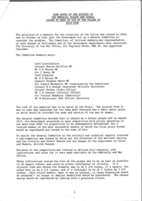 Correspondence re: history of the memorial plaque & scroll issued to next of kin of the fallen during 1914-1918 war - November 1990; 1/11/1990; 2051