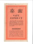 Safe conduct pass - dropped by R.A.F. in Aachen - offers safe conduct to surrendering German soldiers; 36172