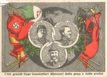 WW2 Italian post card - features the three dictators - Mussolini - Hitler - Franco; 37879
