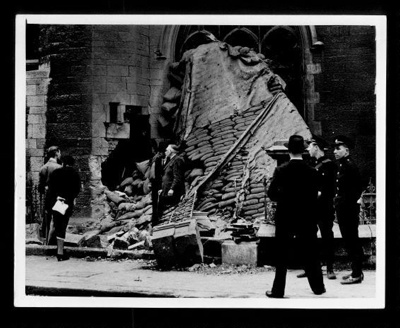 Official copyrighted war photograph- 25th August 1940- London church damaged by bombs; 56518