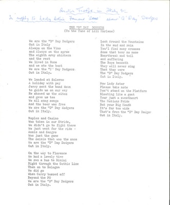 Poem - "The D-day dodgers" - sung to the tune of Lili Marlene; 37751