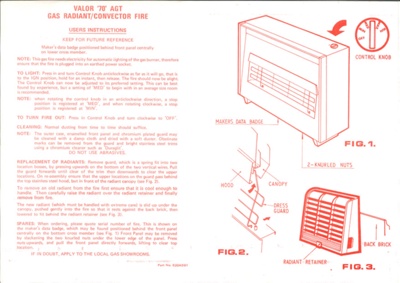 Operating instructions for post war household appliances - "Hoovermatic" wasdhing machine - "Valor 70" gas fire - "Indesit" fRidge-freezer - "G.E.C." electric iron; 34870