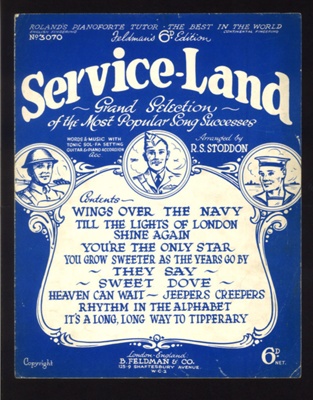 Sheet Music -"Service Land" - World War 2 Songs Arranged by R.S. SToddon; 9119