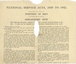 Single page document - National Service Acts 1939 to 1942 - Position of Men - revised 1947 ; 35515