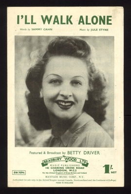 Sheet Music - "I'll Walk Alone" by Sammy Cahn & Jule Styne - 1944; 1/01/1944; 6227