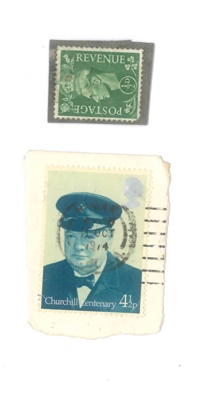Postage stamps (2) - "King George VI Halfpenny" & "Churchill Centenary"; 36114 Postage stamps (2) - "King George VI Halfpenny" & "Churchill Centenary"; 36114